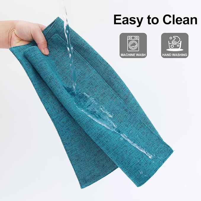 Homaxy Cloths Placemats for Dining Table Set of 6, Heat Resistant Washable Cotton Linen Blend Table Mats, Easy to Clean Place Mats for Indoor Outdoor Party Kitchen Decoration, 13" x 19", Teal