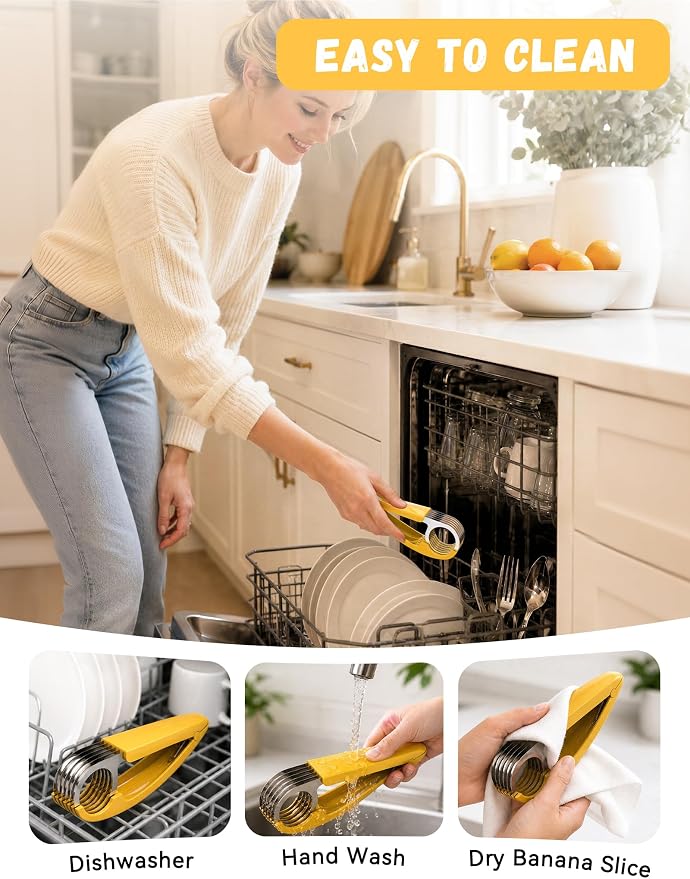 FireKylin Banana Slicer,ABS + Stainless Steel Fruit and Vegetable Salad Peeler Cutter Kitchen Tools For Banana, Strawberry,Grape（2 pcs）