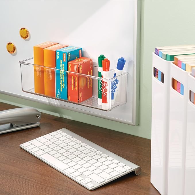 iDesign Adhesive Organizer Bin - Damage-Free Hanging for Kitchen, Bathroom, or Office - Set of 4 - Clear