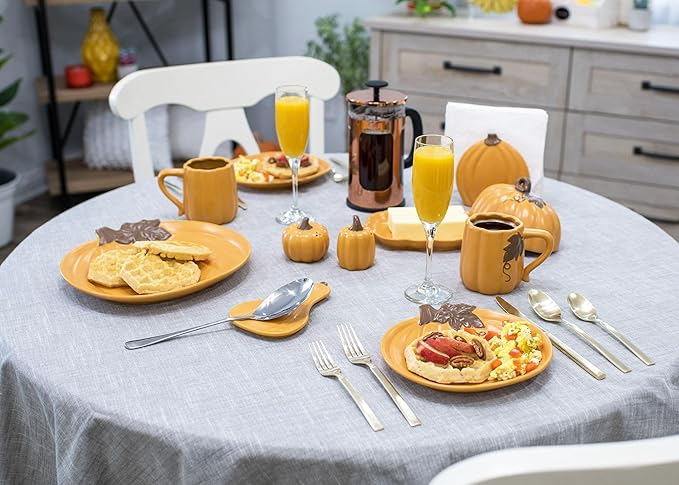 Nat & Jules Pumpkin Shaped 12 ounce Ceramic Coffee Mugs: Perfect for Halloween, Thanksgiving and Fall Kitchen & Home Collections - Set of 2, Orange