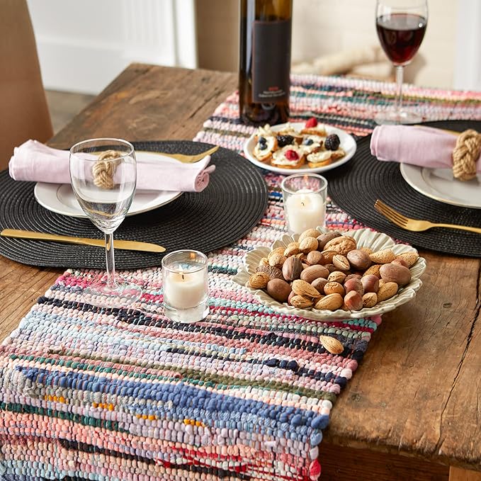 DII Handmade Chindi Tabletop, Reversible and Machine Washable, Table Runner, 14x72, Multicolor