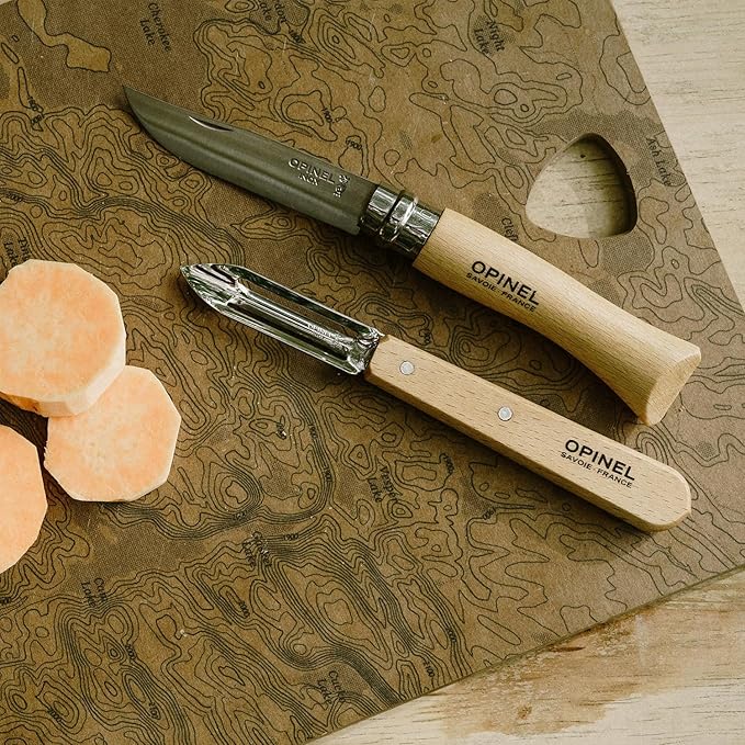 OPINEL Essential No.115 Peeler, Hornbeam Wood Handles, Made in France (Red)