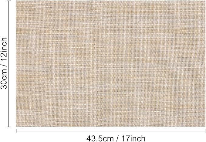 Myir JUN Placemats Set of 4, Vinyl Woven Placemats Place Mats Indoor Set of 4 Washable Table Mats Non-Slip Place mats for Dining Table (A-Beige, Set of 4)