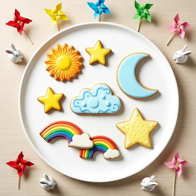 5Pcs Star, Moon, Sun, Rainbow and Cloud Cookie Cutters,Stainless Steel Cute Cookie Cutters,for Baking Pastry Cupcake Party Birthday Cake Decorations (5PCS)