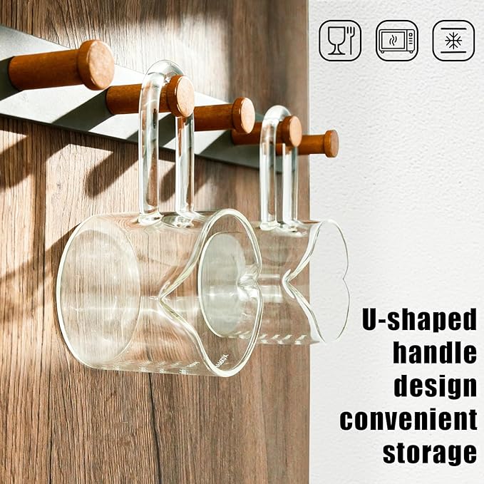BCnmviku 250ML/8.5OZ Espresso Glass Measuring Cup Triple Pitcher Milk Cup Espresso Cups with U-shape Handle Espresso Shot Glass with V-Shaped Mouth Clear Accessories Milk Frothing Pitcher (1)