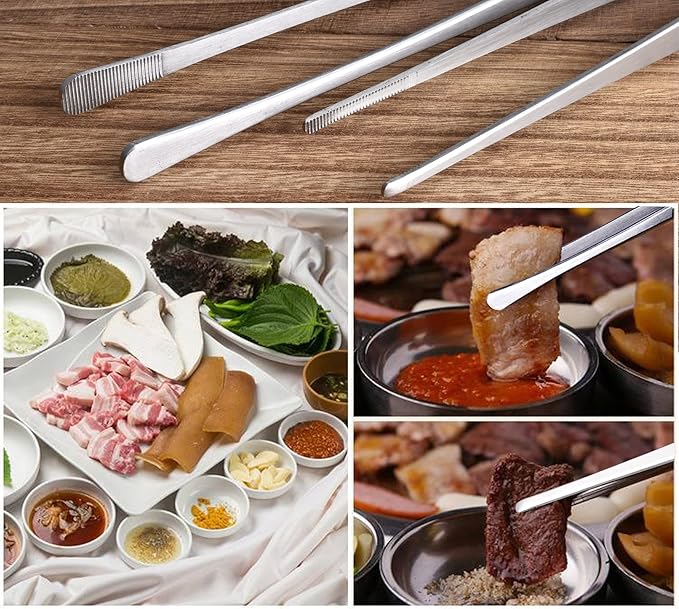 Tweezer Tongs, 12-Inches Stainless Steel Food Cooking Tongs for Kitchen Cooking BBQ Grilling Meat,Set of 2 (Cooking Tweezer 12inch 2p)