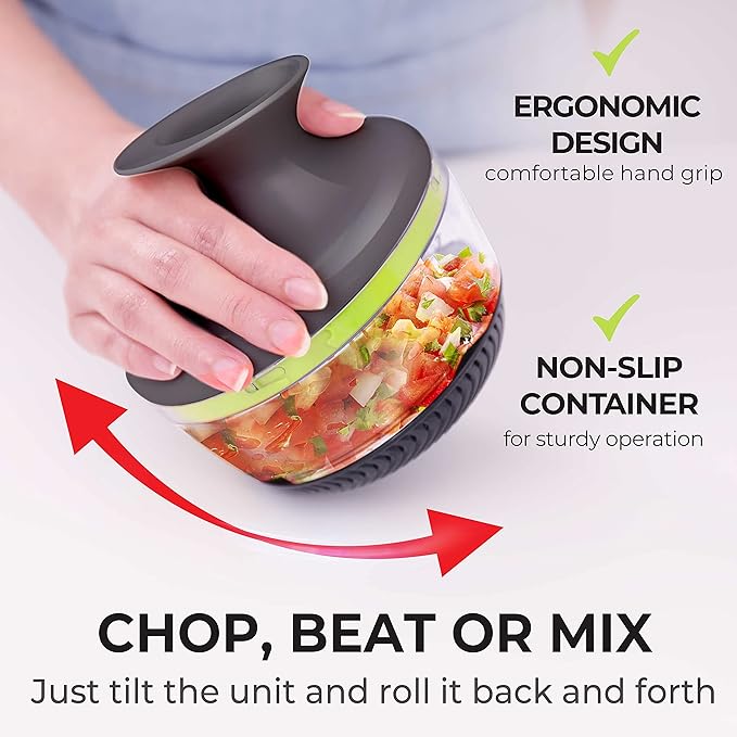 Mueller Rolling Food Chopper Manual Hand, Shaker, Mixer, Cutter, Slicer, Zester Pro - Strongest - 30% Heavier Duty Multi Vegetable-Fruit-Spice-Kitchen Tool/Utensil, Large