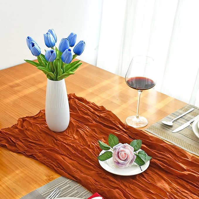 Mandy's Light Blue Artificial Tulips Flowers Centerpiece, 13.5" Lifelike PU Fake Floral Stems 20pcs for Kitchen Island & Dining Table, Spring Decor for Easter