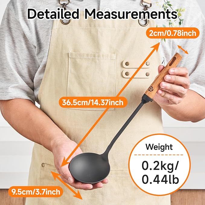 WANGYUANJI lron Spoon Soup Ladle Tool,14.37 inches Premium lron Spoon - Durable and Versatile Cooking Utensil
