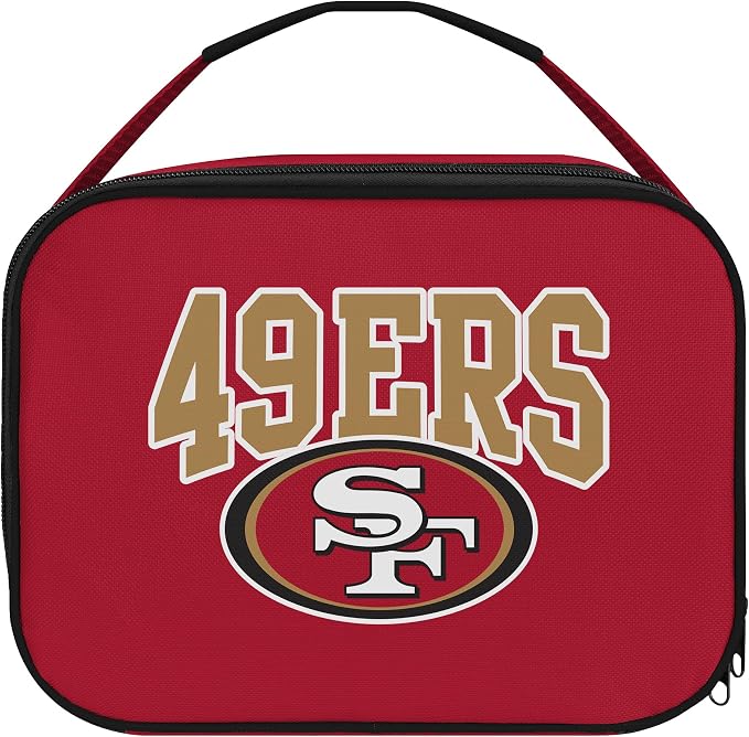 FOCO NFL Unisex-Adult Officially Licensed Wordmark Team Color Big Logo Football Zip Closure 7L Lunch Bag - San Francisco 49ers