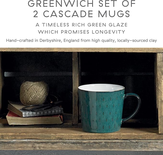 Denby Greenwich Set of 2 Cascade Mugs, Green, 024048615