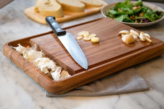 Ironwood Gourmet Acacia Wood Cutting Board With Juice Channel, Big Catch Board, 10" x 15"