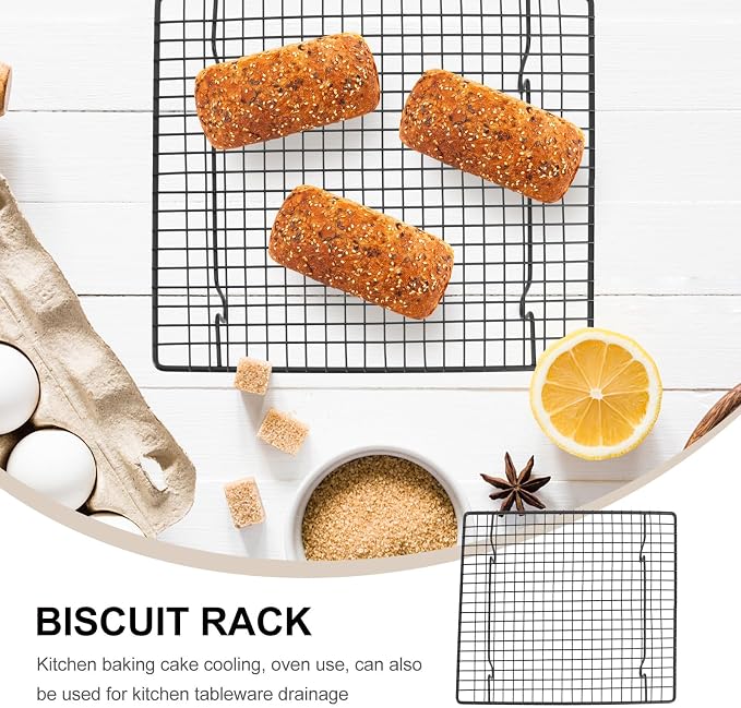 2pcs Stainless Steel Cake and Cookie Cooling Rack Set, Nonstick Baking Grid Tray for Muffins and Bread, Sturdy Oven-safe Cooling Rack for Kitchen Baking Tools