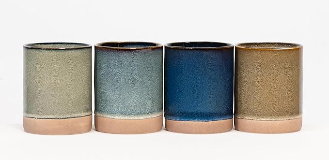 House Beautiful Versatile Modern Stoneware Mug Set – 17 oz, Set of 4 (Crafted Essence)