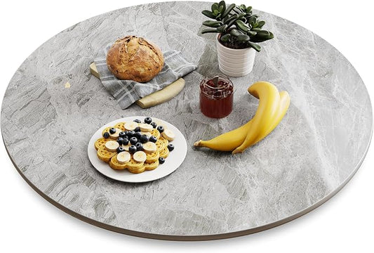 Lazy Susan Turntable 31.4 Inch - 360° Silent Rotating Anti-Slip Serving Tray, Heavy Duty Centerpiece for Kitchen, Dining & Coffee Table - Grey Modern Design with Non-Slip Base