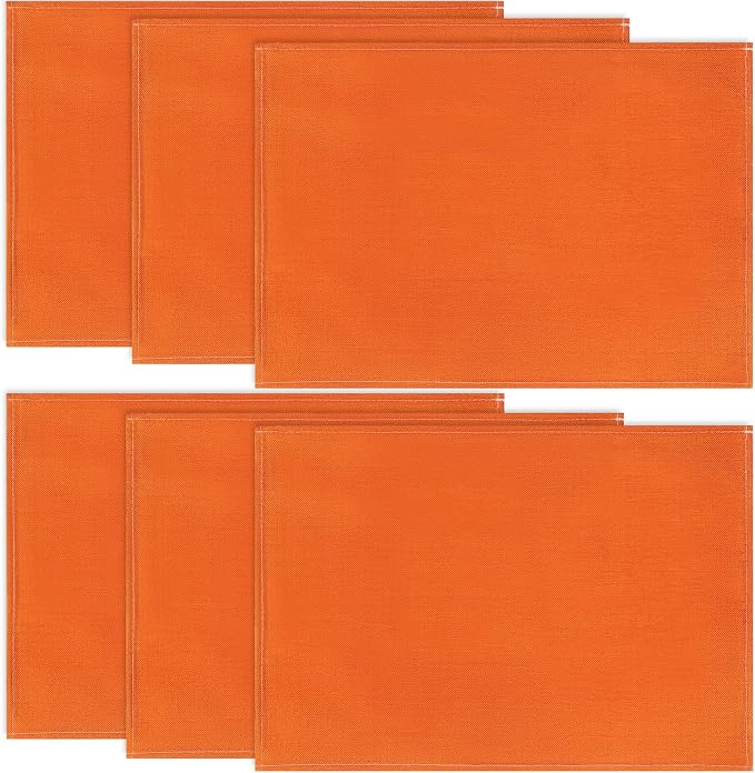 Niviy Orange Fall Placemats Set of 6, 12x18 Inch Washable Easy to Clean Heat-Resistant Anti-Skid Indoor Outdoor Table Mats for Holiday Party Kitchen Dining Room Decoration