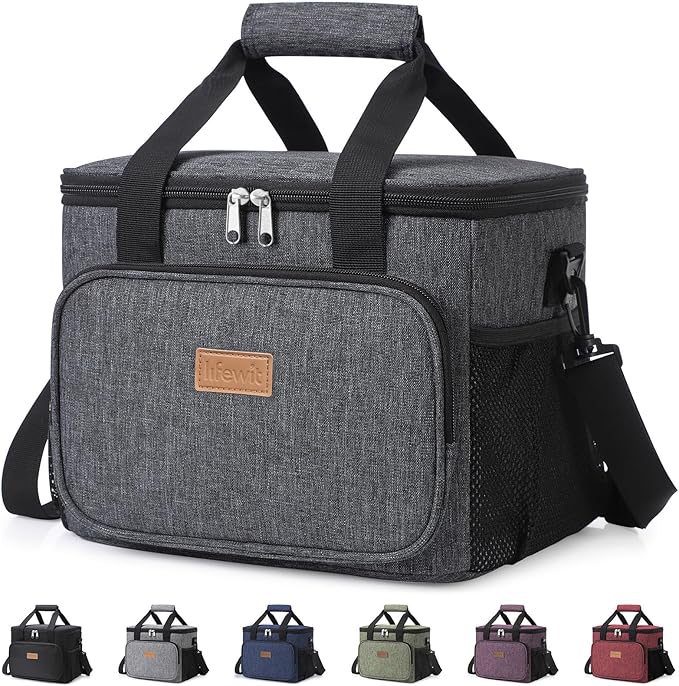 Lifewit Large Lunch Bag, Insulated Lunch Box, Soft Cooler Cooling Tote for Adult Men Women, Dark Gray 24-Can (15L)