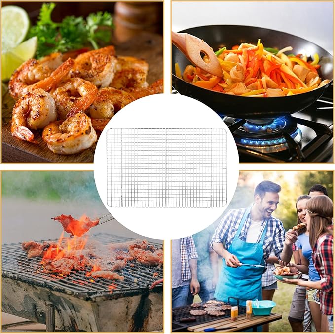 COLLBATH Cooling Rack Large Stainless Steel Wire Baking Rack for Bread Cake Cookies with Grid Pattern Heat-resistant for Baking and Grilling