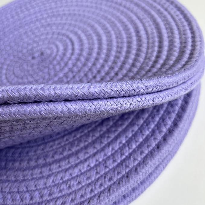 WAZAIGUR Round Placemats Washable Thick Cotton Absorbent 13 inch Round Table Mats for Kitchen Dining Table Set of 4 Round Woven Fabric Indoor/Outdoor Place Mats (Purple, 4)