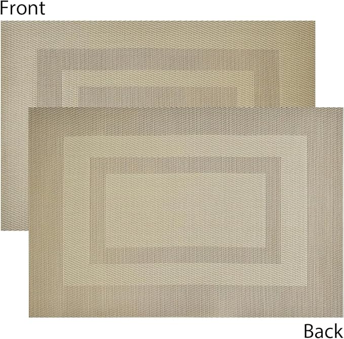 PIGCHCY Placemats Heat Resistant Non Slip Plastic Table Mats Washable Easy to Clean Woven Vinyl Kitchen Durable Placemats for Dining Table Set of 4 (Beige)