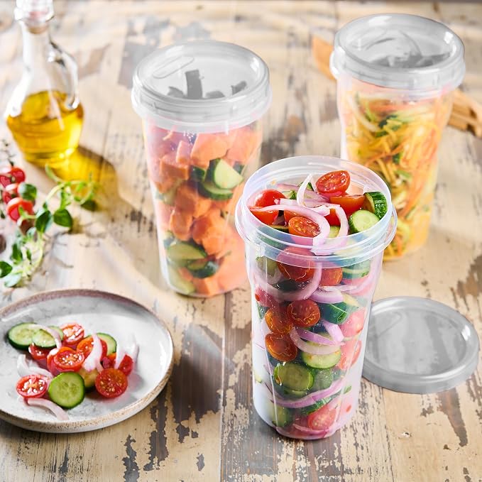 PLASTICPRO 6 Pack Twist Cap Food Storage Containers with Clear Screw on Lid- 48 oz Reusable Meal Prep Containers - Large Freezer Containers Microwave Safe Clear Plastic Food Storage