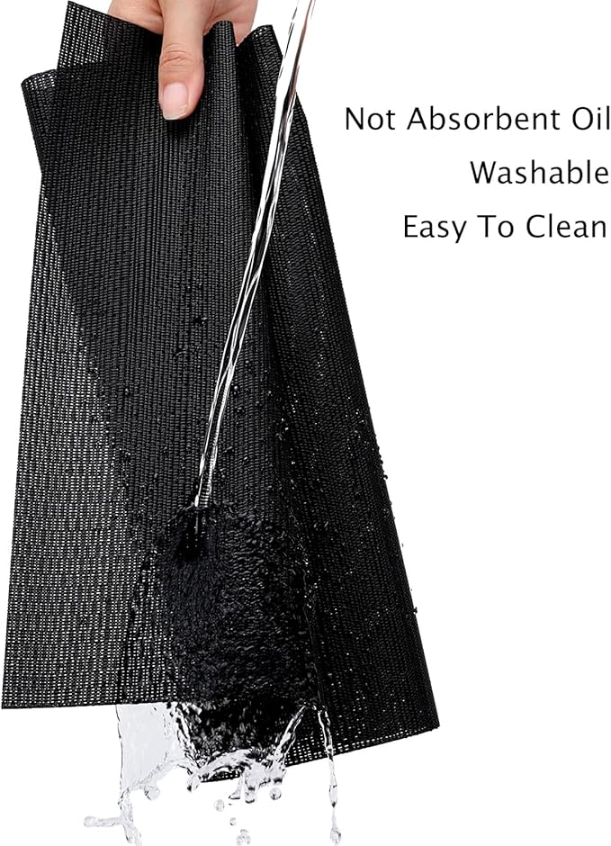 Myir JUN Placemats Set of 6, Vinyl Woven Placemats Place Mats Indoor Washable Table Mats Non-Slip Place mats for Dining Table (Black, Set of 6)