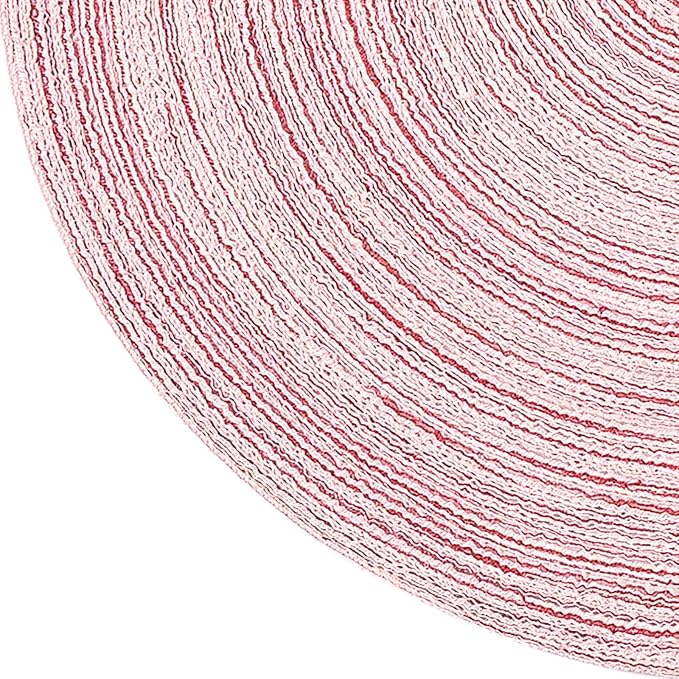 AHHFSMEI Round Braided Placemats Set of 6 Round Table Mats for Dining Tables Natural Woven Heat Resistant Place mats 15 Inch (Pink, 6)