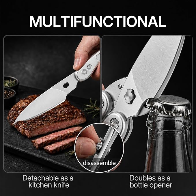 Kitchen Scissors All Purpose, Stainless Steel Heavy Duty Kitchen Shears for Cutting Food-Chicken,Meat,Poultry,Bone and Turkey Multifunctional Kitchen Scissors With Satety Lock
