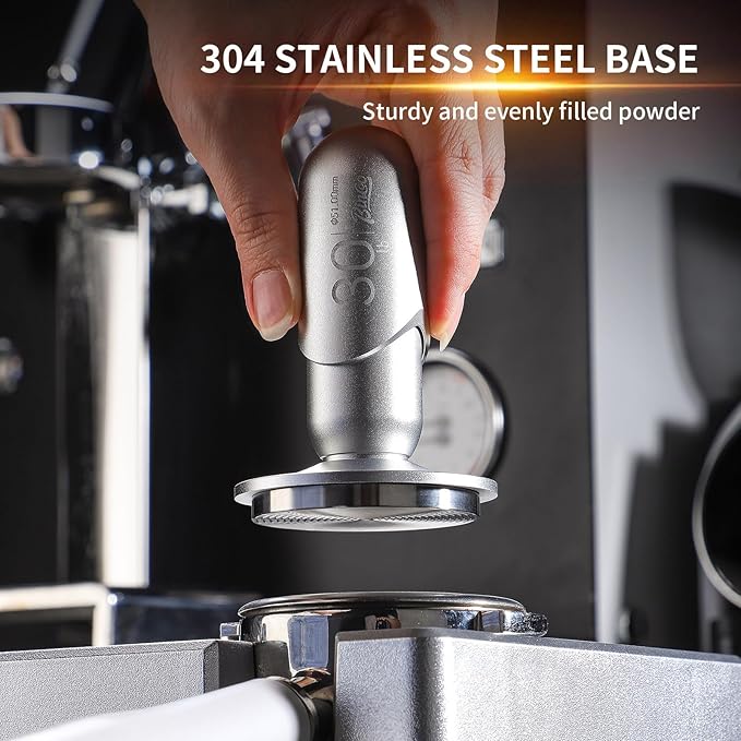 Bincoo Espresso Coffee Tamper 51mm,30lb Spring-Loaded Calibrated Tamper-Stainless Steel Base Espresso Coffee Tamper for Barista Home Coffee Espresso Accessories (Sliver, 51mm)