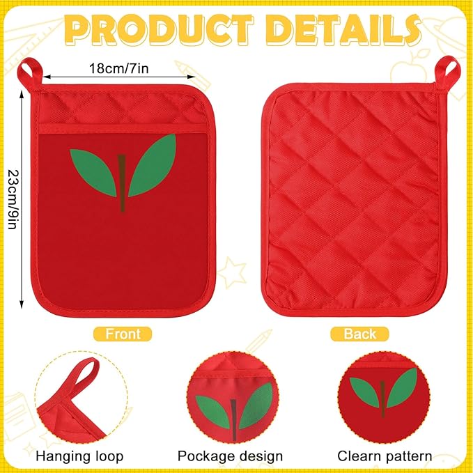 Yaomiao 24 Pcs End of Year Teacher Gifts Appreciation Pot Holders with Silicone Spatula Gifts Set Wooden Handles Pot Holders Thank You Teacher Kitchen Utensils Baking School Party Favor