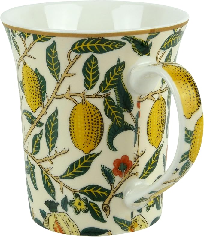 The Leonardo Collection Fruits Mug Set of 2 William Morris, Tea and Coffee Mugs for Hot Drinks | Fine China Printed Mugs for Kitchen & Home | Reusable Ceramic Cups for Every Occasion