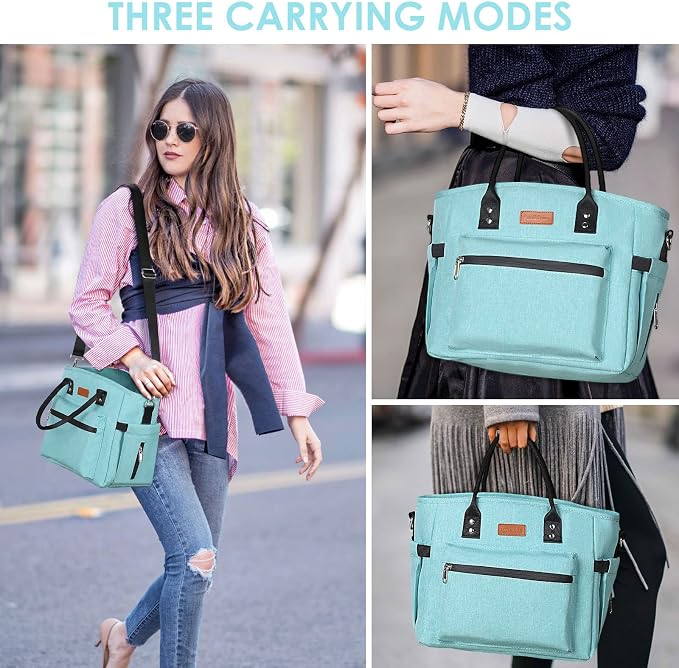 Insulated Lunch Bag for Women Men,Adult Lunch Box for Women with Adjustable Shoulder Strap,Portable Large Lunch Tote Bag for Office Work Picnic Beach,Reusable Lunch Cooler Bag