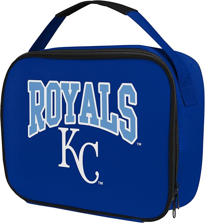 FOCO MLB Unisex-Adult Officially Licensed Wordmark Team Color Big Logo Baseball Zip Closure 7L Lunch Bag - Kansas City Royals