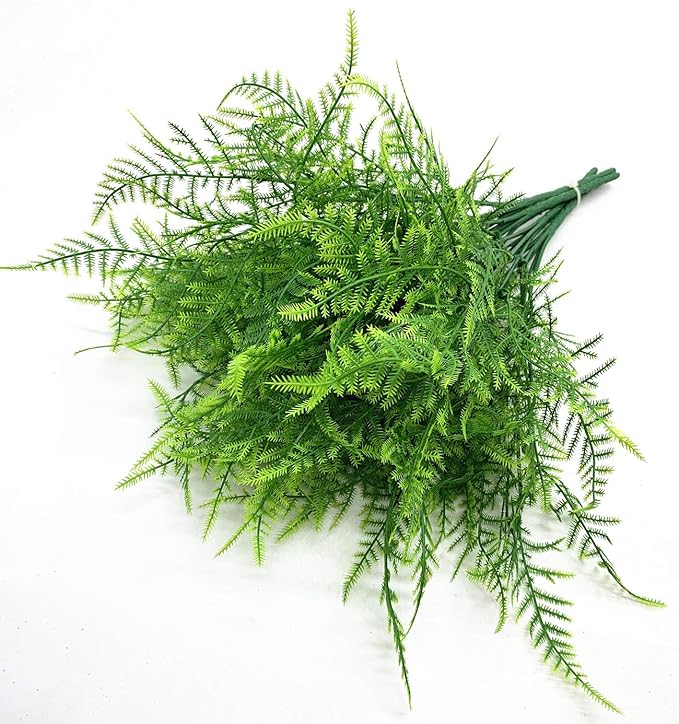 CATTREE Artificial Plants, Plastic Plants Bushes Fern Grass Shrubs Fake Leaves Wedding Home Garden Verandah Table Centerpieces Arrangements Christmas Party Decoration Planting Filler 4 Pcs