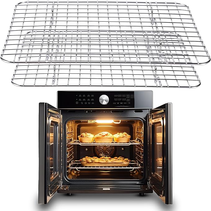 Stainless Steel Cooling Racks - Oven-Safe Cooling Small and Large Wire Racks For Cooking and Baking - Heavy Duty Cookie Cooling Wire Racks for Cooking, Baking, Roasting, and Drying - Silver