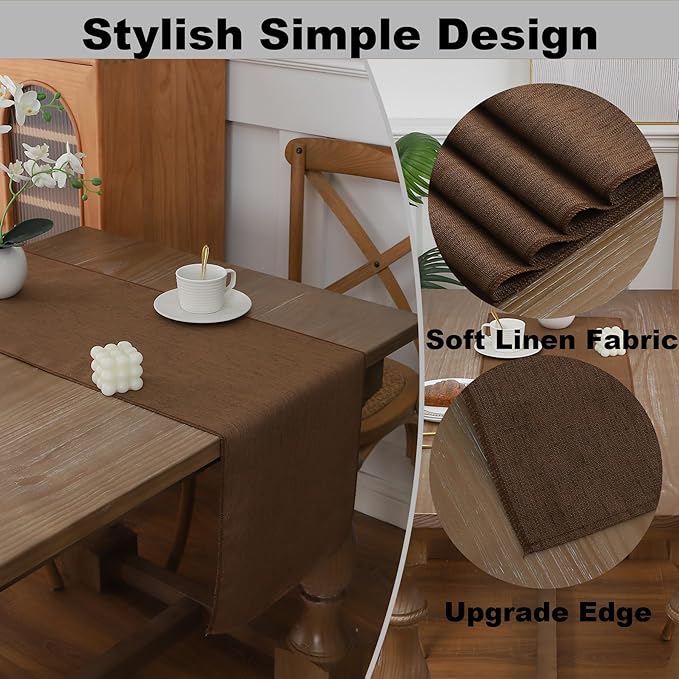 Gernaice Solid Color Table Runner, Rustic Cotton Linen Farmhouse Table Runners for Dresser End Coffee Table Home Decor, 36" L X 13" W Coffee