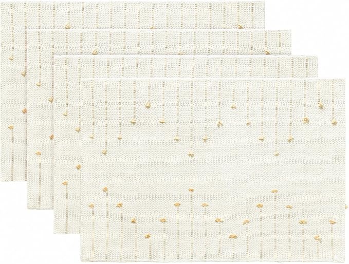Artoid Mode Burlap Brown Farmhouse Woven Rustic Placemats Set of 4,12x18 Seasonal Holiday Macrame Burlap Kitchen Dining Table Decoration for Home Party Decor