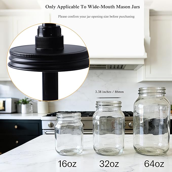 Wide Mouth Mason Jar Pump Dispenser Lid for Syrup Sauce Honey Pump Lid Coffee Syrup Lid Stainless Steel Food Grade Airtight & Leak-Proof- 4pc