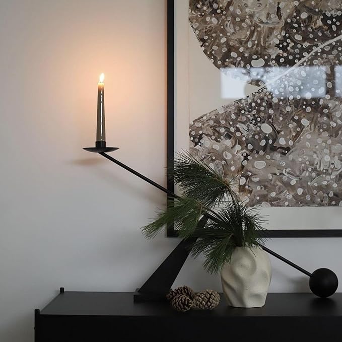 Black Metal Modern Candle Holder Candlestick Holders Decorative Candle Stand, Tapered Candle Holders Home Decoration 19 inch