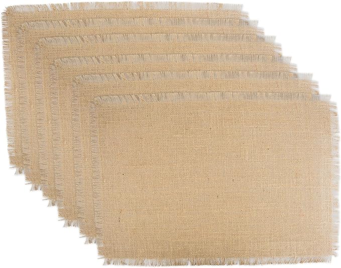 DII Jute Burlap Collection Kitchen Tabletop, Placemat Set, 13x19, Solid Natural, 6 Count