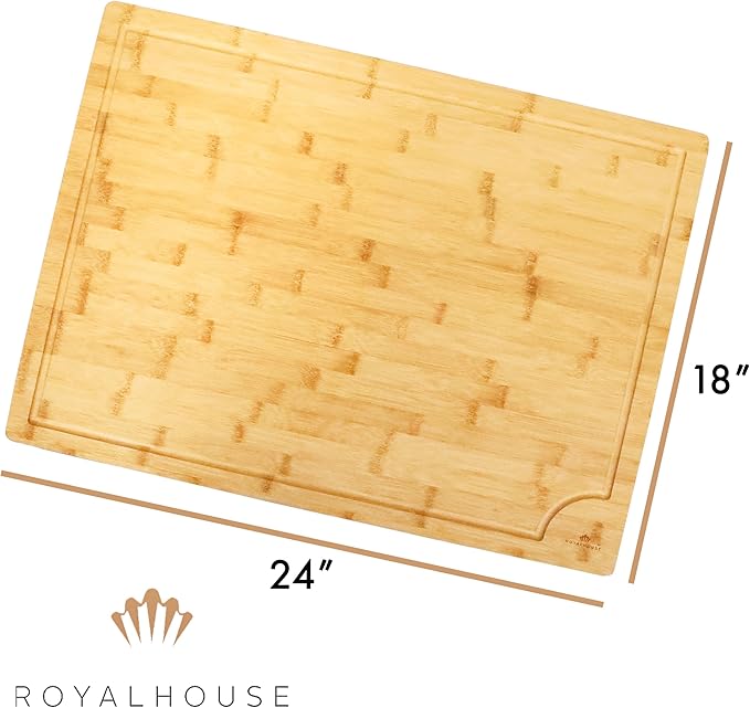 3XLarge Thick Cutting Board, 24"x18''x1'' Bamboo Cutting Boards for Kitchen with Juice Groove and Kitchen Chopping Board for Meat Cheese board Heavy Duty Serving Tray, 3XL