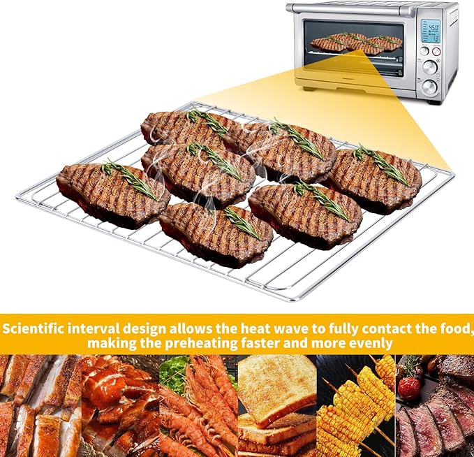 Wire Rack for Baking, Wire Baking Rack Fits for Breville Smart Oven BOV800XL, Plus BOV810BSS, Pro BOV845BSS. SP0002651, Stainless Steel Wire Rack for Cooking, Oven Racks Replacements