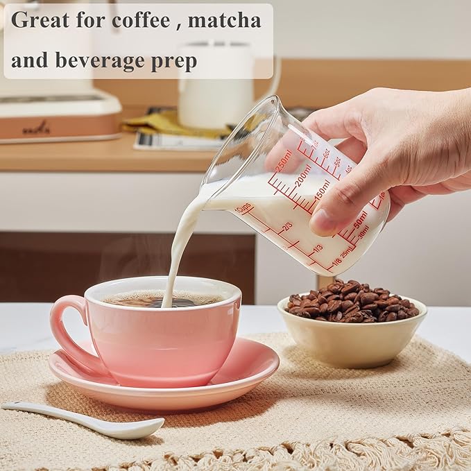 Ackers Glass Measuring Cup 1 Cup,8oz Borosilicate Liquid Measuring Cup with Spout