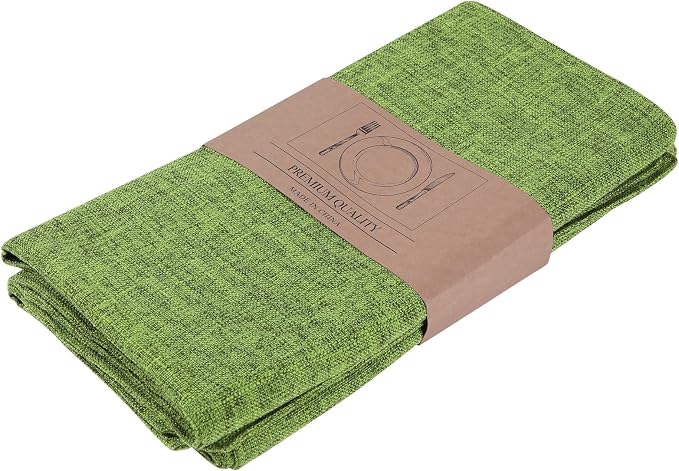 homing Faux Cotton Linen Placemats Set of 6, Cloth Washable Farmhouse Dining Table Mats for Indoors & Outdoors, Easy to Clean, Grass Green, 13 x 19 Inch