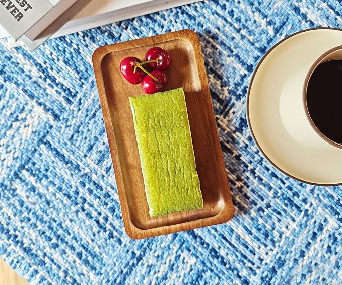 Small Wooden Tray (7.5 x 4.1 inch) 3 Pack, Rectangular Mini Tray | Serving Tray for Coffee Tables, Dessert, Snack, Fruit, Acacia Wood Platter for Vegetable, Decor Restaurant