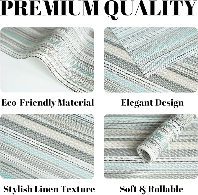 Placemats Set of 4 Vinyl/Plastic Woven Place Mats for Kitchen Table Indoor/Outdoor Washable Placemat Wipeable Dining Table Mats (Turquoise,4)