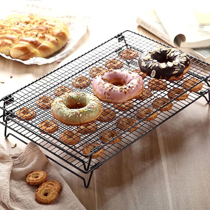 Cooling Rack with Legs, Nonstick Collapsible Wire Rack Stackable Cooling Grid Cookie Wire Grid with Folding Leg for Cooking, Baking, Roasting, Drying Cookie Cake Pizza