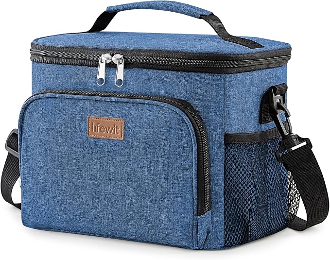 Lifewit Reusable Insulated Lunch Bag, Portable Cooler Freezable Soft Lunchbox Leakproof with Adjustable Shoulder Strap for Men Women Adult for Work Picnic or Travel, 15L 24 Can, Blue