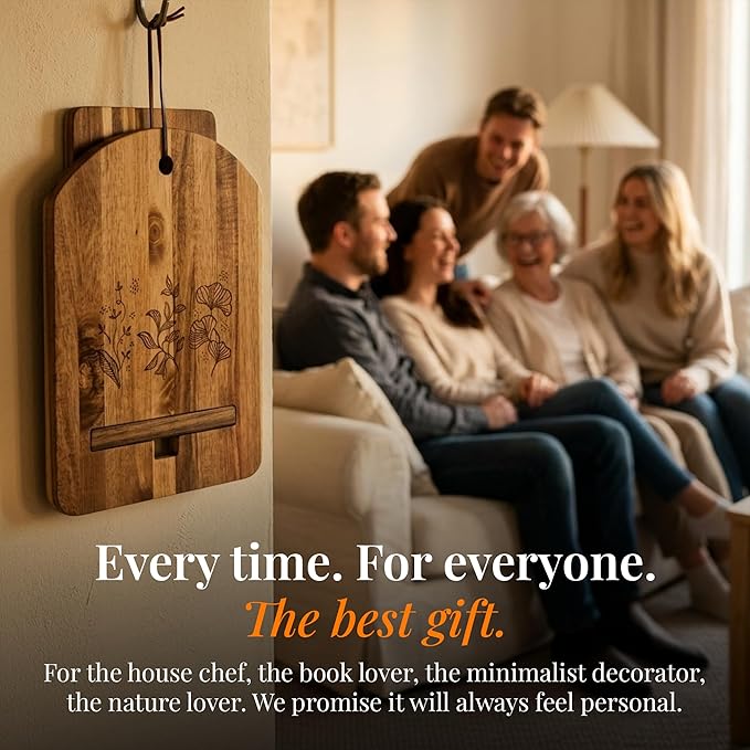 Wooden Cookbook Stand for Kitchen Counter - Reversible Recipe Book Holder with Cooking Measurement Conversion Card - Gift-Ready Adjustable Tablet Cookbook Holder Stand - 11"x8.2"