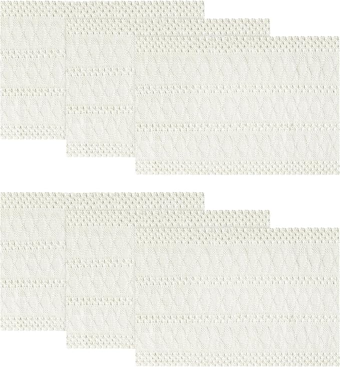 Artoid Mode Beige Farmhouse Woven Rustic Hollow Placemats Set of 6,12x18 Inch Seasonal Holiday Table Mats Party Kitchen Dining Decoration